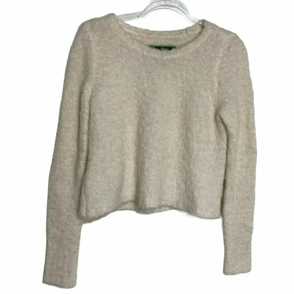 C. Wonder S IVORY wool alpaca blend crop sweater